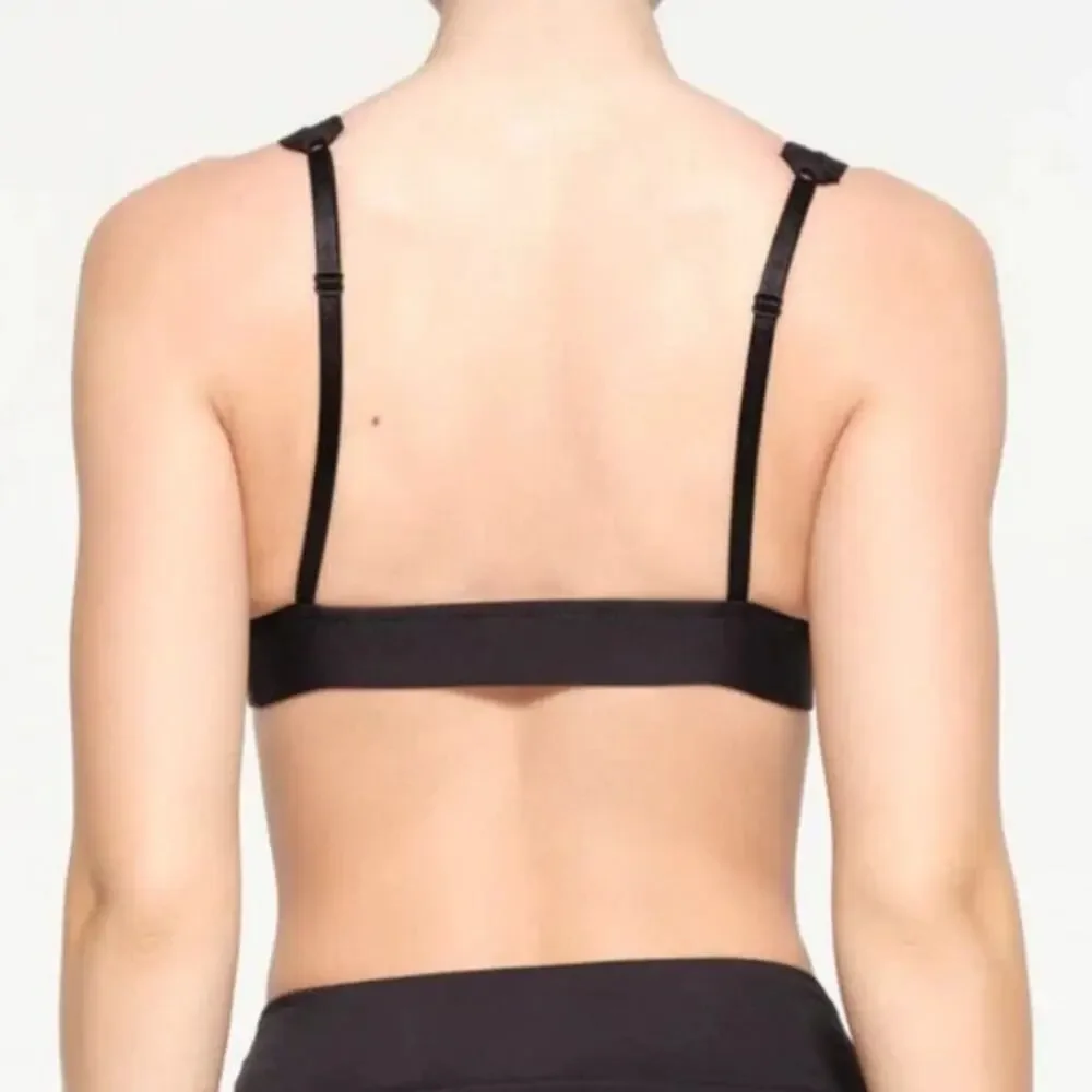SKIMS Signature Swim Plunge Bikini Top Beach Swimwear Onyx Black NWT XL